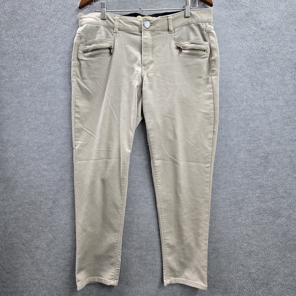 Democracy Women Pants 12‎ Beige Twill Ab Technology Zipper 25" Inseam